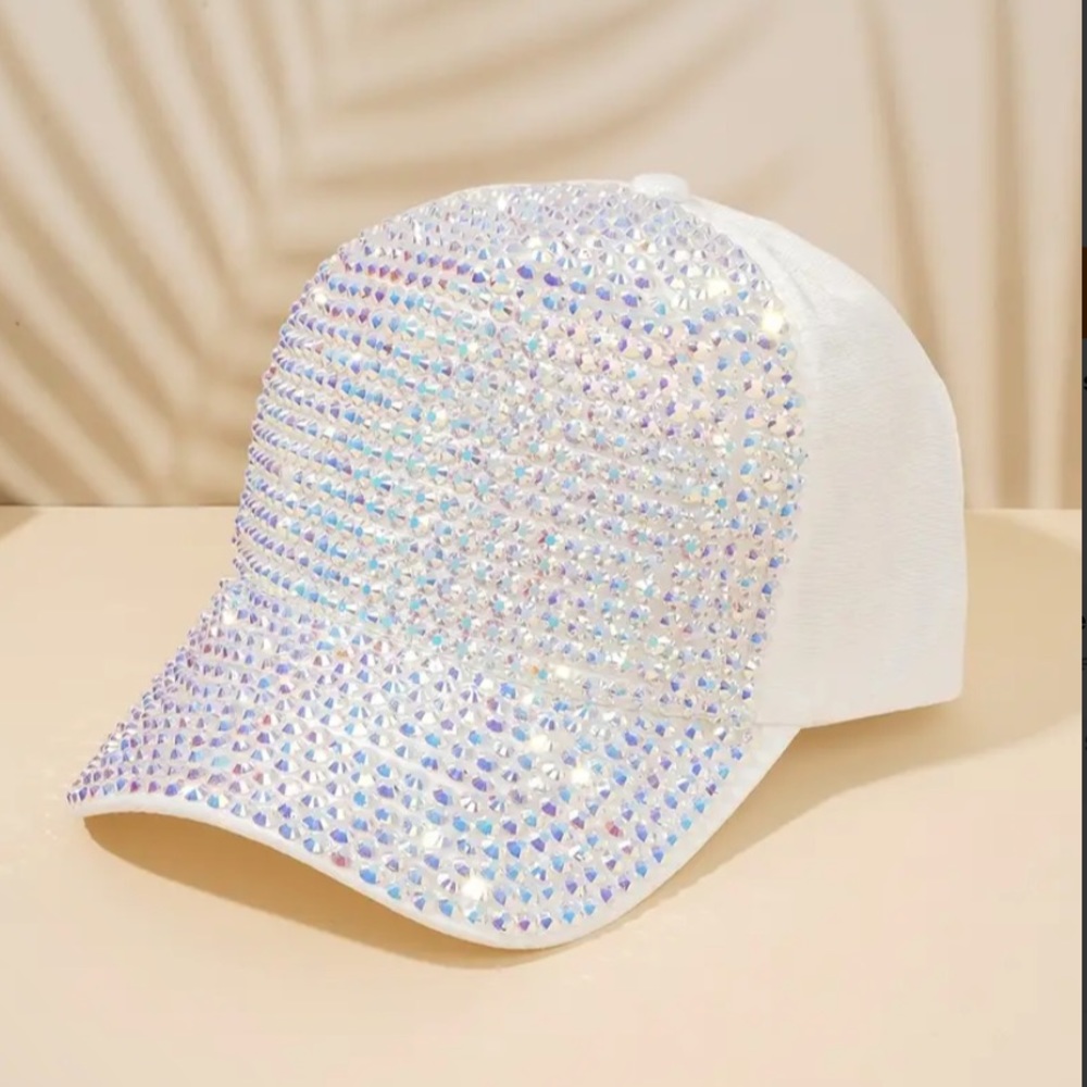 White Rhinestone Bling Cap - Picture 2 of 2
